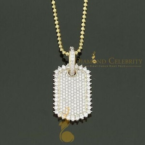 Diamond Celebrity&#39;s Fashion Style Yellow 925 Sterling Silver Dog Tag Pendant 3.93ct Cubic Zirconia