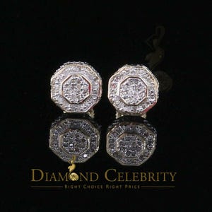 Women&#39;s Stud In 925 Yellow Sterling Silver 0.10ct Diamond Stud Men&#39;s Earrings