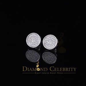 Diamond Celebrity&#39;s0.78ct Cubic Zirconia 925 White Silver Women&#39;s & Men&#39;s Hip Hop Round Earrings