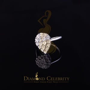 0.10CT Real Diamond 925 Sterling White Silver small Dew Drop Ladies Ring Size 7