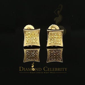 0.10ct Diamond 925 Sterling Silver Yellow Stud Women's/ Men's kite Charm Earring