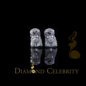 Diamond Celebrity's Men's/Womens 0.33ct VVS 'D' Moissanite 925 Silver White Jesus Face Stud Earrings