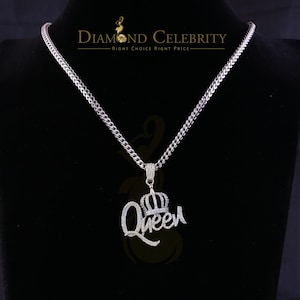 1.00ct Real Moissanite White 925 Silver Pendant 4 your Queen W/ Beautiful Crown