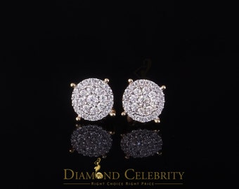 Diamond Celebrity's Men's/Womens 925 Silver Yellow 0.50ct VVS 'D' Moissanite Round Stud Earrings