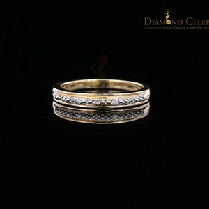 0.03CT 14 KT Real Yellow Gold with Diamond Round Shape Womens Ring Size 7