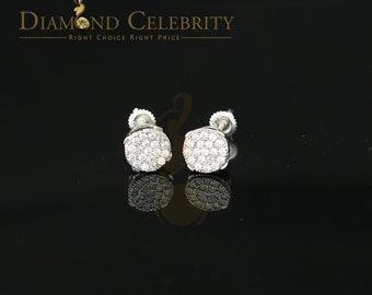 White 925 Sterling Silver 0.76ct Cubic Zirconia Women's Hip Hop Round Earrings