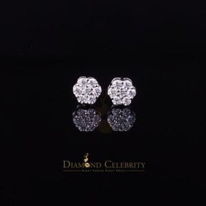 Diamond Celebrity&#39;s Men&#39;s/Womens 925 Silver White 0.25ct VVS &#39;D&#39; Moissanite Floral Stud Earrings
