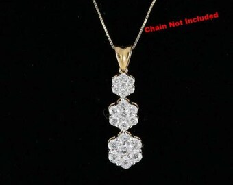 Diamond Celebrity's Tripple Flower Shape Yellow 925 Sterling Silver Pendant 5.83ct Cubic Zirconia