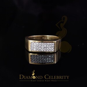 Sterling Mens 0.81CT Yellow Cubic Zirconia Silver Rectangle Fashion Ring Size 9