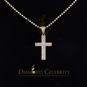 Diamond Celebrity&#39;s Yellow 925 Sterling Silver CROSS Shape Pendant with 0.58ct Cubic Zirconia Stone
