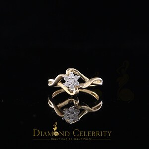 10 kt Real Yellow Gold with Real 0.15 CT Diamond FLOWER Ladies Ring Size 7