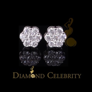 Diamond Celebrity&#39;s 925 Silver White 1.00ct VVS &#39;D&#39; Moissanite Floral Stud Earrings Men&#39;s/Womens