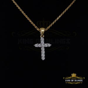 Diamond Celebrity,&#39;s Real 0.33ct Diamond 925 Sterling Silver CROSS Charm Necklace Yellow Pendant