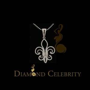 Diamond Celebrity&#39;s Beuatiful Saints Shape White Sterling Silver Pendant with 3.20ct Cubic Zirconia