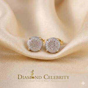 925 Sterling Silver 0.10ct Diamond For Women's & Men's Yellow Stud Round Earring