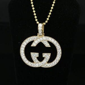 Diamond Celebrity&#39;s Promise 925 Yellow Sterling Silver Charm Necklace Pendant 5.72ct Cubic Zirconia