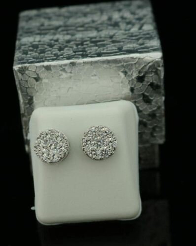 3.02ct Cubic Zirconia 925 White Sterling Silver Hip Hop Round Earring for Ladies image 2