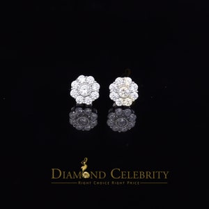 Diamond Celebrity&#39;sWhite 925 Silver 2.1ct Cubic Zirconia Women&#39;s & Men&#39;s Hip Hop Floral Earrings