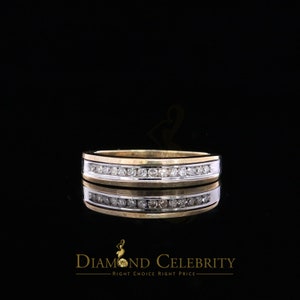 Genuine 0.15CT Diamond Ladies Round Band Ring Size 6.5 with 10K Real Yellow Gold