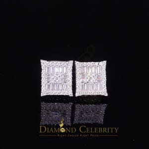 Diamond Celebrity's Men's/Women's 925 Silver White 1.00ct VVS 'D' Moissanite Baguette Stud Earrings