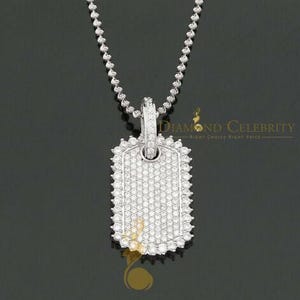 Diamond Celebrity&#39;s Special White 925 Sterling Silver Dog Tag Shape Pendant 3.93ct Cubic Zirconia