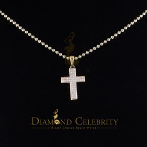 Diamond Celebrity&#39;s Yellow 925 Sterling Silver Cross Shape Pendant with 0.44ct Cubic Zirconia Stone