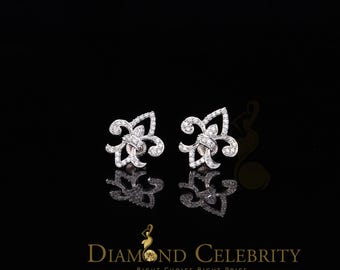 Diamond Celebrity&#39;s925 White Silver 0.60ct Cubic Zirconia Fleur de Lis Screw Back Women&#39;s Earrings