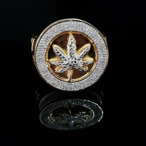 0.40ct Diamond with. Yellow Silver Round Mens's Adjustable Ring From SZ 10 to 12