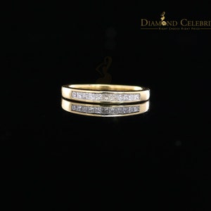 Real 14 kt Yellow Gold with 0.25CT Real Diamond BUGGET BAND Shape Ring Size 6.5