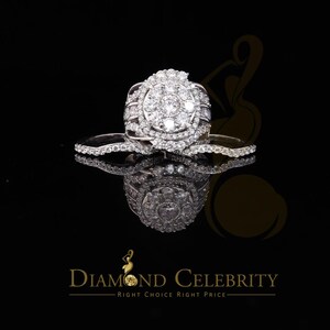 White Silver 14.77CT Cubic Zirconia Floral Multi Row Bridal Sets Ring Size 8.5