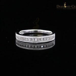 Real 14kt White Gold with 0.20 CT Real Diamond BAND Round Shape Ring Size 7