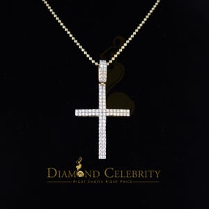 Diamond Celebrity&#39;s 925 Yellow Sterling Silver CROSS Fashion Style Pendant with Cubic Zirconia Stone