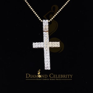 Diamond Celebrity,&#39;s Real 0.33ct Diamond Sterling Silver Yellow CROSS Charm Fashion Necklace Pendant