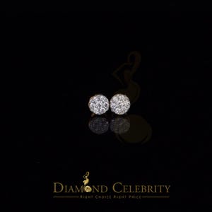 0.94ct Cubic Zirconia 925 Yellow Silver Women&#39;s & Men&#39;s Hip Hop Square Earrings