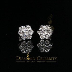 0.05ct Diamond 925 Sterling Silver White Flower Earrings For Men's & Women's