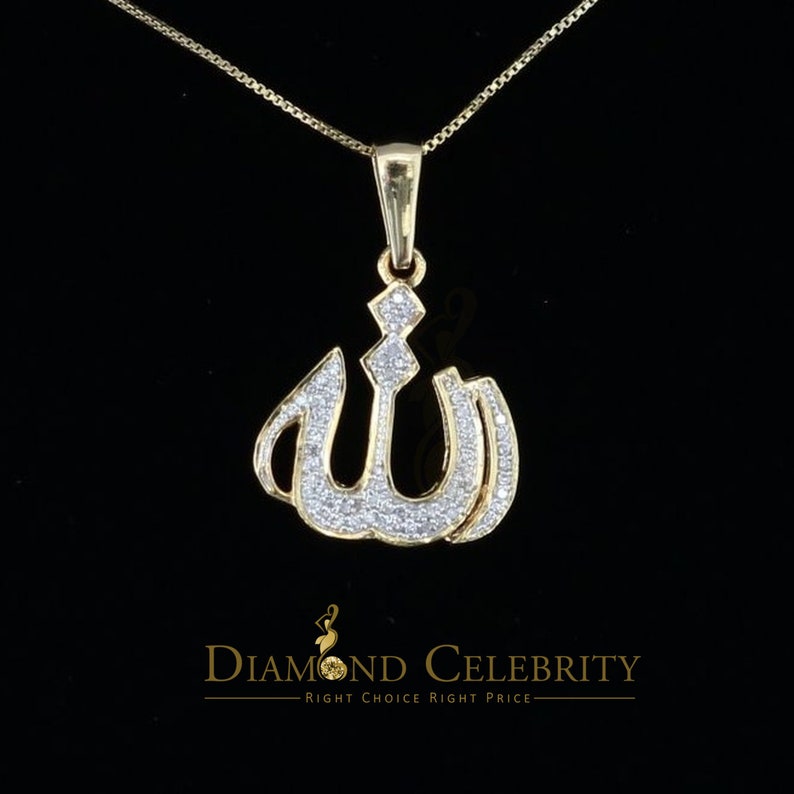 Real 10K Yellow Gold Real Diamond 0.25ct allah Charm Yellow Fashion ...