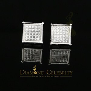 0.50ct Cubic Zirconia 925 White Sterling Silver Women&#39;s Hip Hop Square Earrings