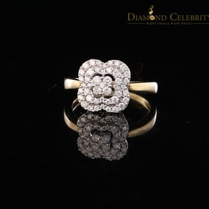 Real 10kt Yellow Gold with 0.50CT Real Diamond ROSE PETAL Shape Ladies Ring 6.5