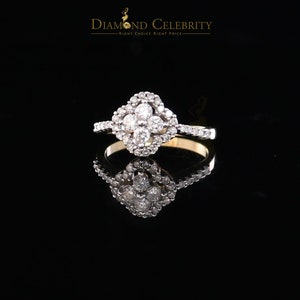Real 14K Yellow Gold with 0.50CT Real Diamond Floral Shape Ladies Ring Size 7
