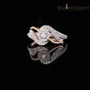 Real 10kt Yellow Gold with 0.40 CT Real Diamond CLUSTER Ladies Ring size 6.5