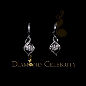 925 Sterling Silver 0.15ct Diamonds Hip Hop For Women&#39;s White Stud Earrings