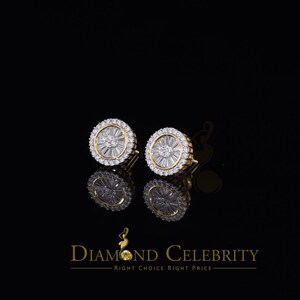 Diamond Celebrity&#39;s0.52ct Cubic Zirconia 925 Yellow Silver Women&#39;s & Men&#39;s Hip Hop Round Earrings