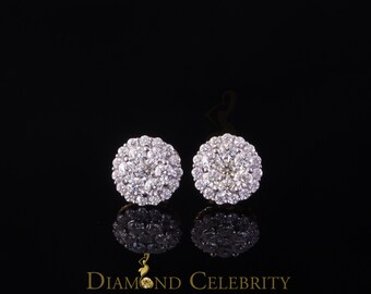 Diamond Celebrity's Men's/Womens 925 Silver Yellow 1.66ct VVS 'D' Moissanite Round Stud Earrings