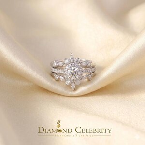 Diamond Celebrity's 925 White Silver Solitaire Enhancer Guard Wrap Ring Insert 1.66ct Moissanite