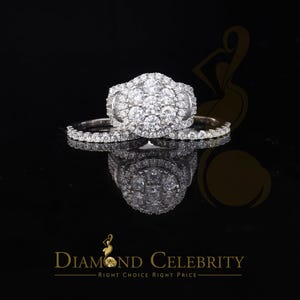 925 White Silver 18.95CT Cubic Zirconia Round Multi Row Bridal Sets Ring Size 9
