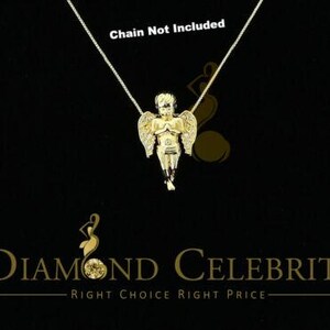 Diamond Celebrity&#39;s Yellow 925 Sterling Silver PrayingAngel Shape Pendant with Cubic Zirconia