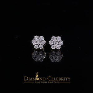 0.30ct Diamond 925 Sterling Silver Yellow Flower Earrings For Men's / Women's