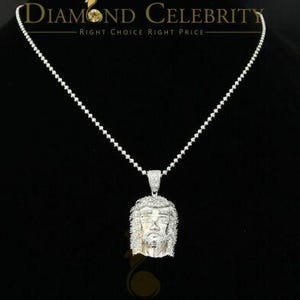 Fancy special White 925 Sterling Silver Jesus Face Pendant with Cubic Zirconia