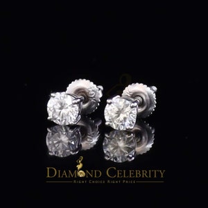 Diamond Celebrity's 10k Real White Gold with 0.50ct Round VVS 'D' Color Moissanite Stud Earrings