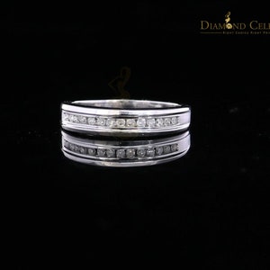 10K Real White Gold with 0.15CT Real Diamond Round-Shape Womens Ring Size 6.5